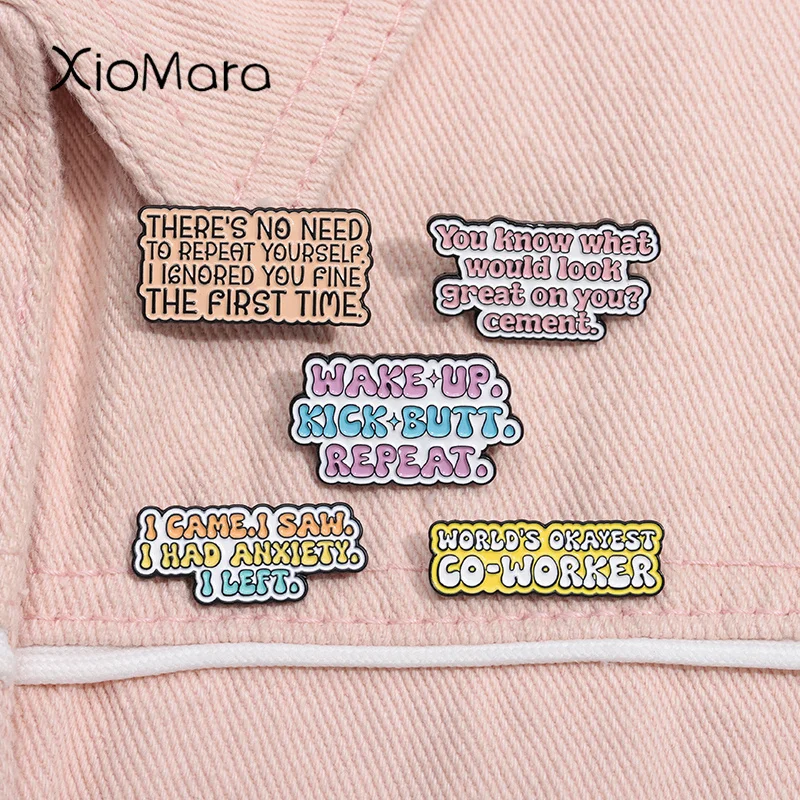 My Alone Time Is For Your Safety Enamel Pin Fun Quotes Wake Up Kick Butt Repeat Brooch Lapel Badge Jewelry Gift