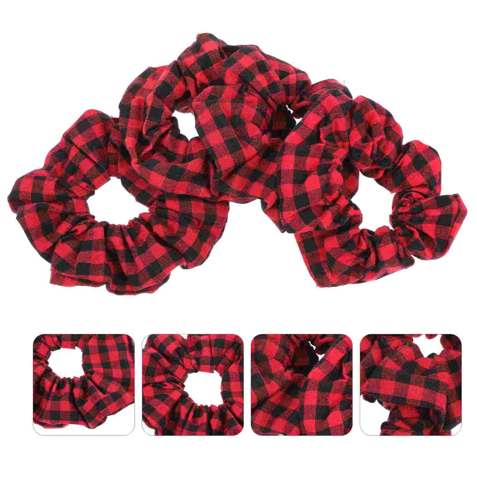 15 Pcs Fabric Red Grids Pattern Ponytail Headband Tie Decorative Hairband Scrunchies Hair Accessory Hairband for Women