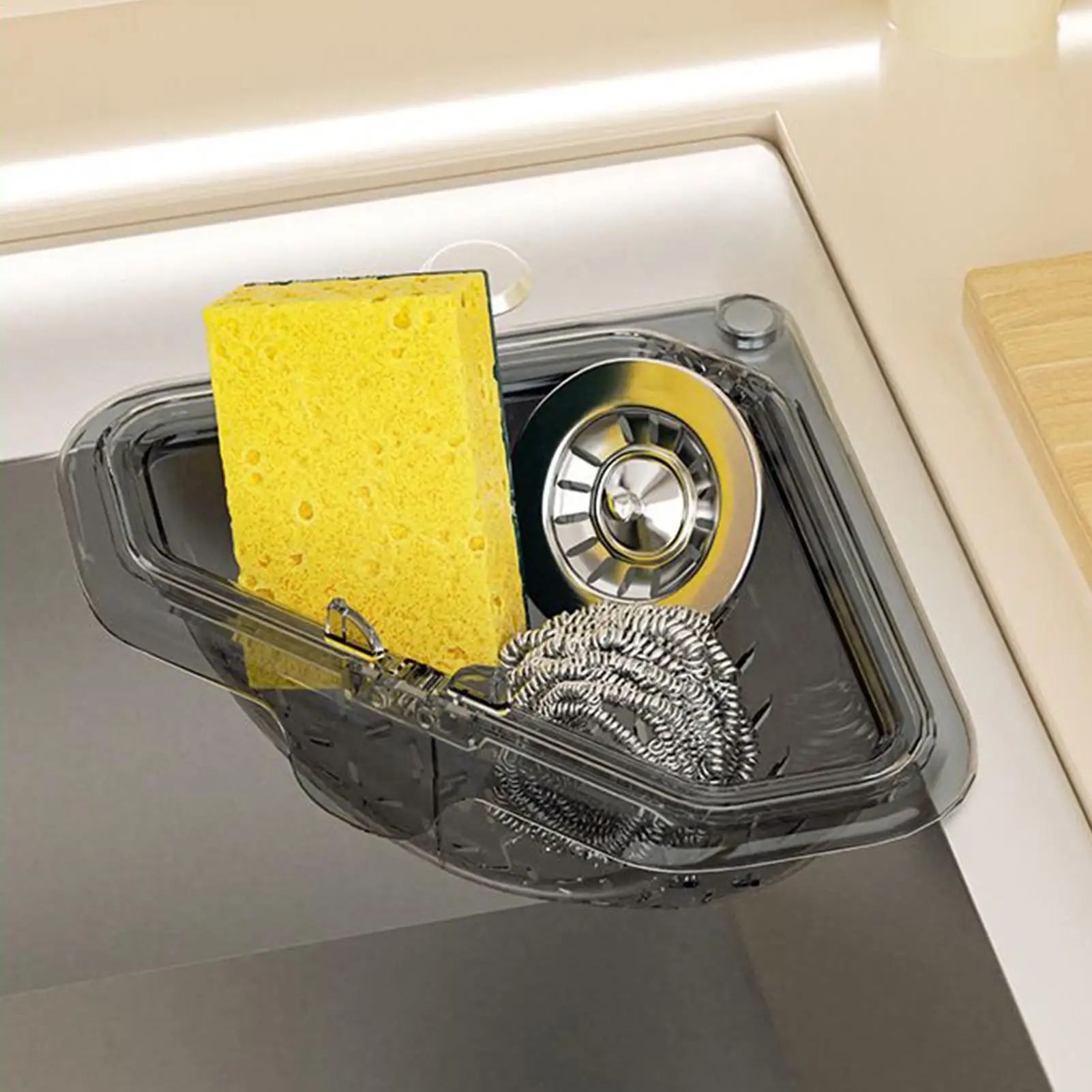 Corner Sink Strainer Magnetic Triangle Filter Organizer Rack Kitchen Sink Drain Strainer for Bathroom Corner Food Waste Garbage