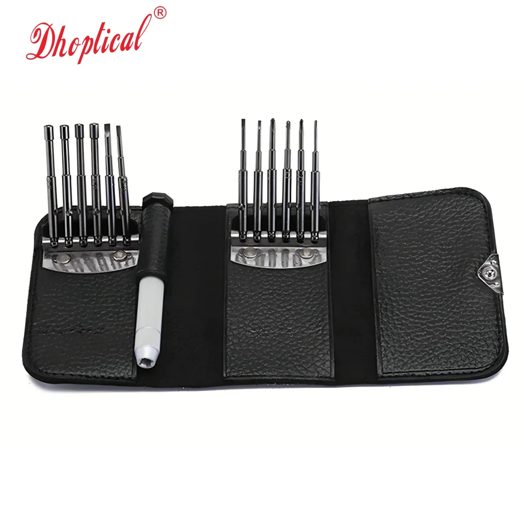12 Bits Wallet Style Eyeglass Screwdriver Set Portable Leather Case Glasses Watch Repair Tool Kit