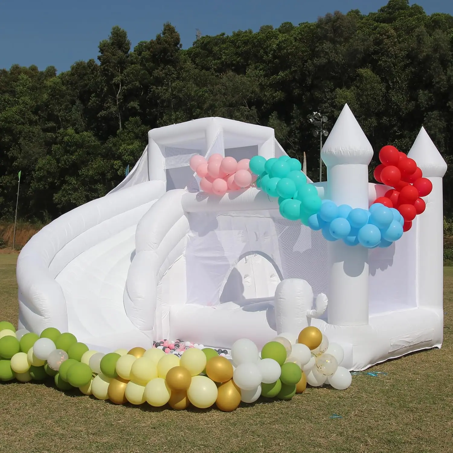 3.5x3.5x3 meters Commercial Party White Bouncy House Wedding White Jumping Castle With Slide Pool for Kids
