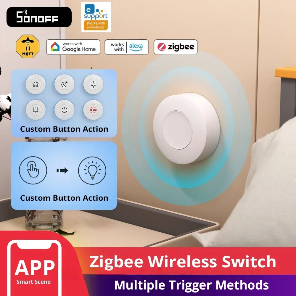 

SONOFF SNZB-01P SNZB 01P Sonoff Wireless Switch Zigbee Scene Switch Two-Way Control with TX Ultimate Wall Switch Smart Scene