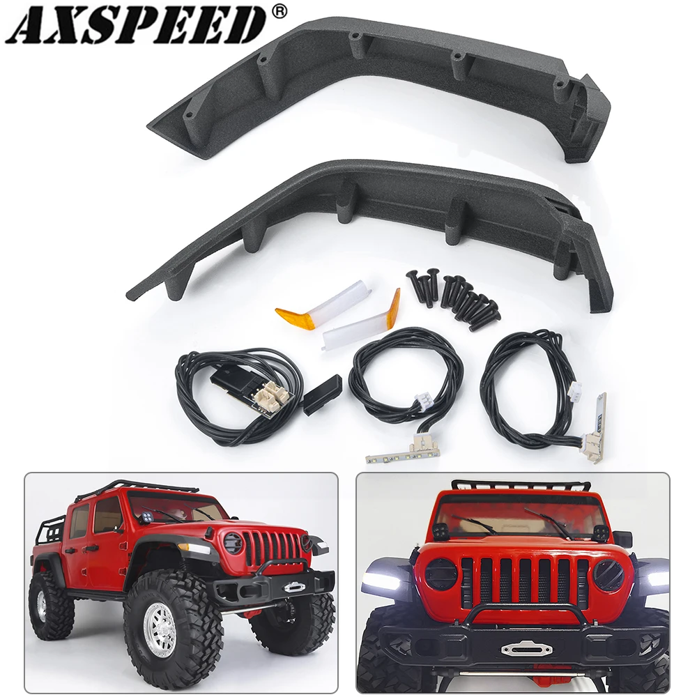 AXSPEED Wheel Eyebrow Light LED Lamp Spotlight for Axial SCX10 III AXI03007 1/10 RC Car Fender Decorative Parts