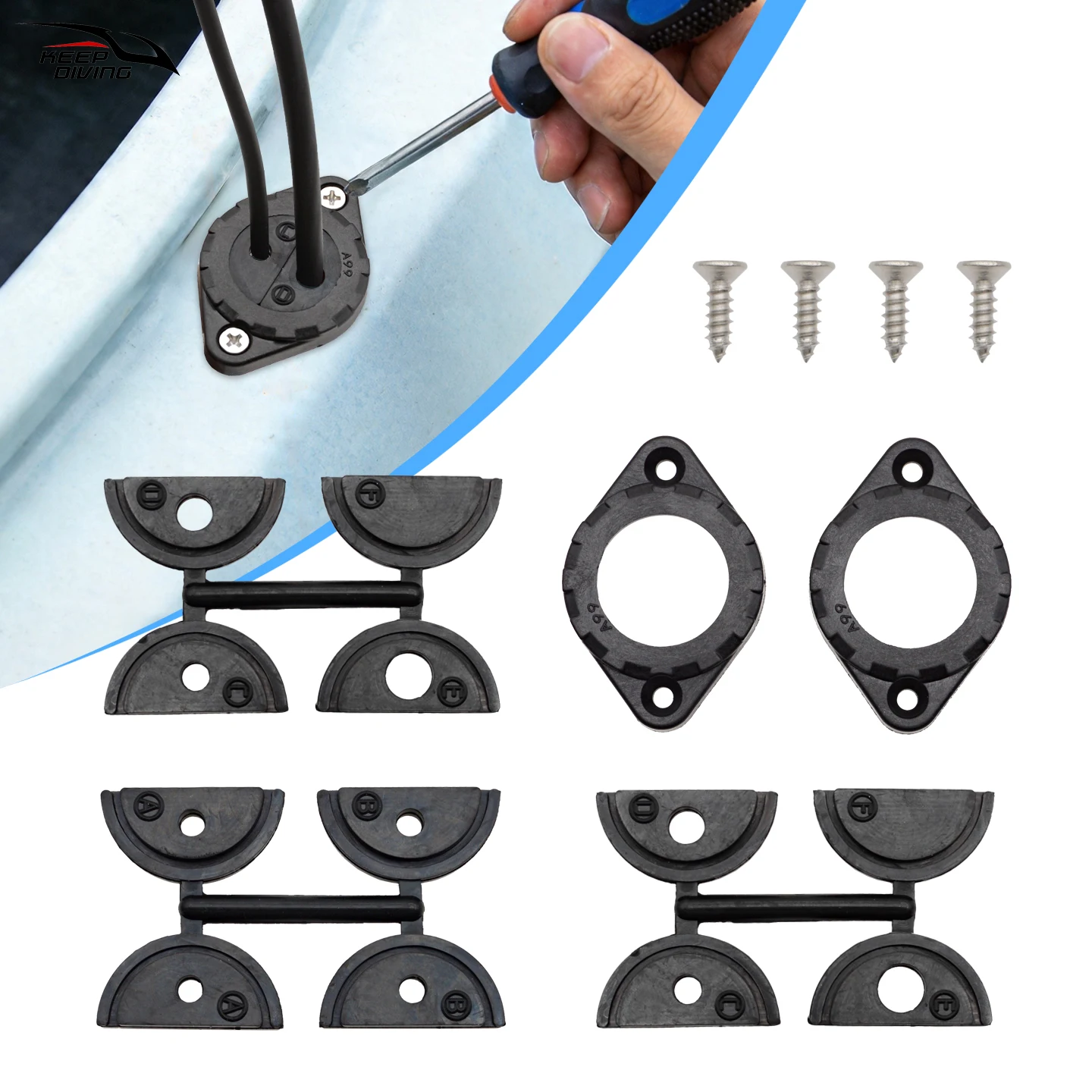 1 Set Kajak-Kabelführungssets, Marine-Kabeldurchführungen für Fischfinder, Beleuchtung, Motor, DIY-Installationszubehör