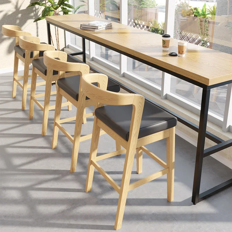 #High Quality Scandinavian Style Cafe Chair Simple Wood bar Stool Chairs for Bar Furniture Pizzeria