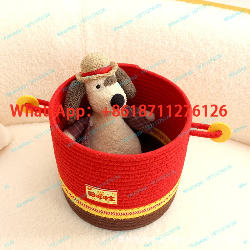 God of Wealth Hug Bucket Cornucopia Cotton Rope Woven Bedroom Clothing Storage Basket