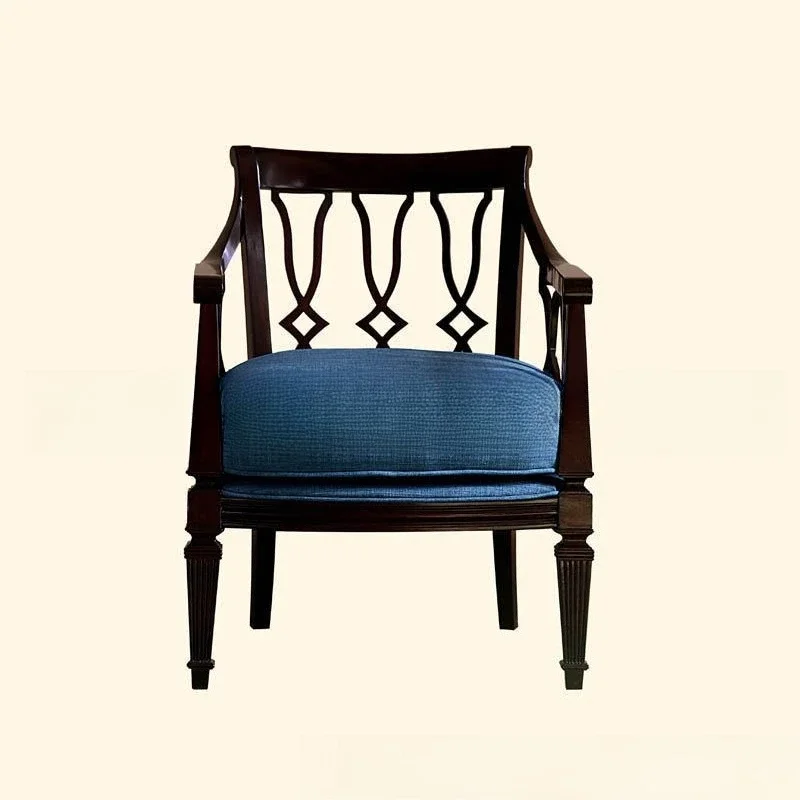 Sofá americano de madera maciza, sala de estar, cafetería combinada de sofá hueco tallado, sofá informal con bolsa suave