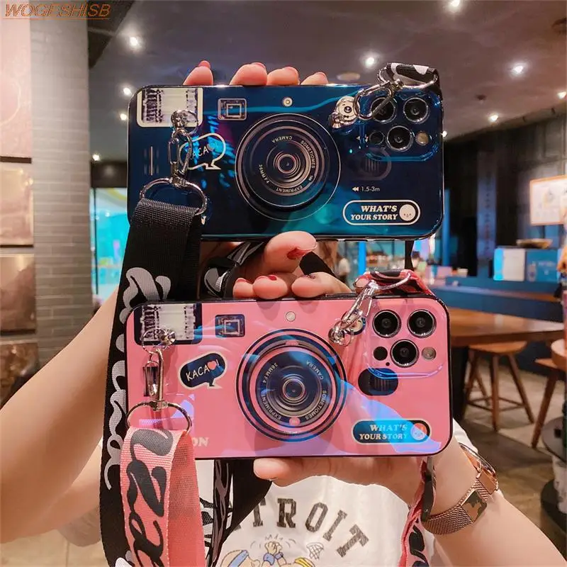 Blue Ray Vintage Camera Phone Case For Xiaomi Redmi Note 5 6 7 8 8T 9 9T 9S 10 10T 10S 11 11T 11S Pro Max Pop Holder Soft Cover