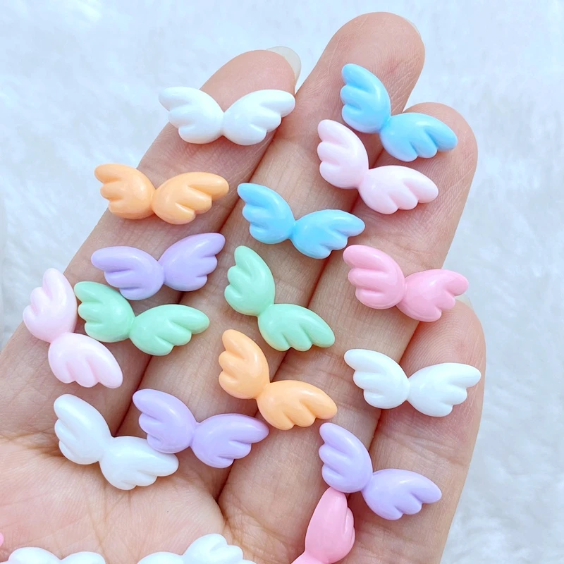 30Pcs New Cute Resin 7*18mm Mini Wings Series Flat Back Manicure Parts Embellishments For Hair Bows Accessories