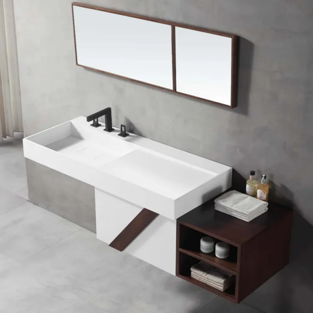 Modern Design Wall Mounted Bathroom Vanity Top /wall-mounted Bathroom Cabinet with Stone Sinkpromote sales