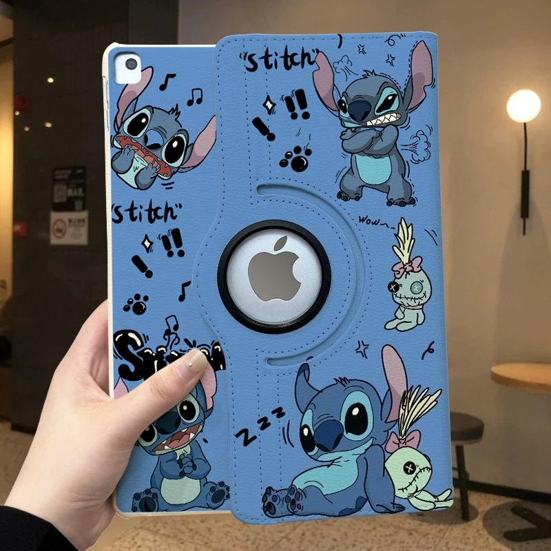 

360 ° Rotating Ipad Case for 2025 A16 11th Pro 11in Cartoon Stitch Case for 10th Generation 10.9in Air6 7 11in Tablets Cover