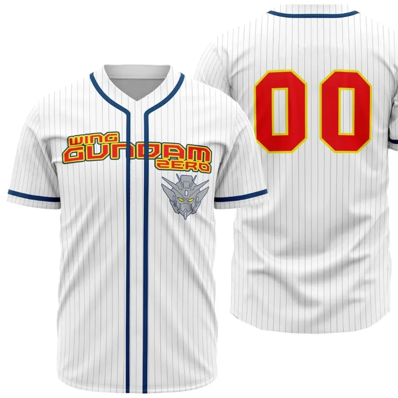 الجناح صفر جاندام البيسبول جيرسي الكبار والأطفال الصيف عارضة أزياء أنيمي 3D مطبوعة قصيرة الأكمام لعب الأدوار زي
