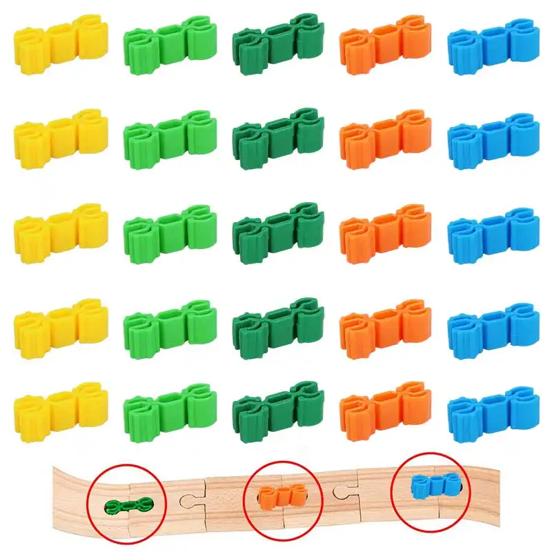

12 шт. деревянный фиксатор железной дороги, аксессуары для железнодорожных дорожек, разъем, держатель для развивающих детских игрушек, подходит для всех видов деревянных дорожек, игрушки