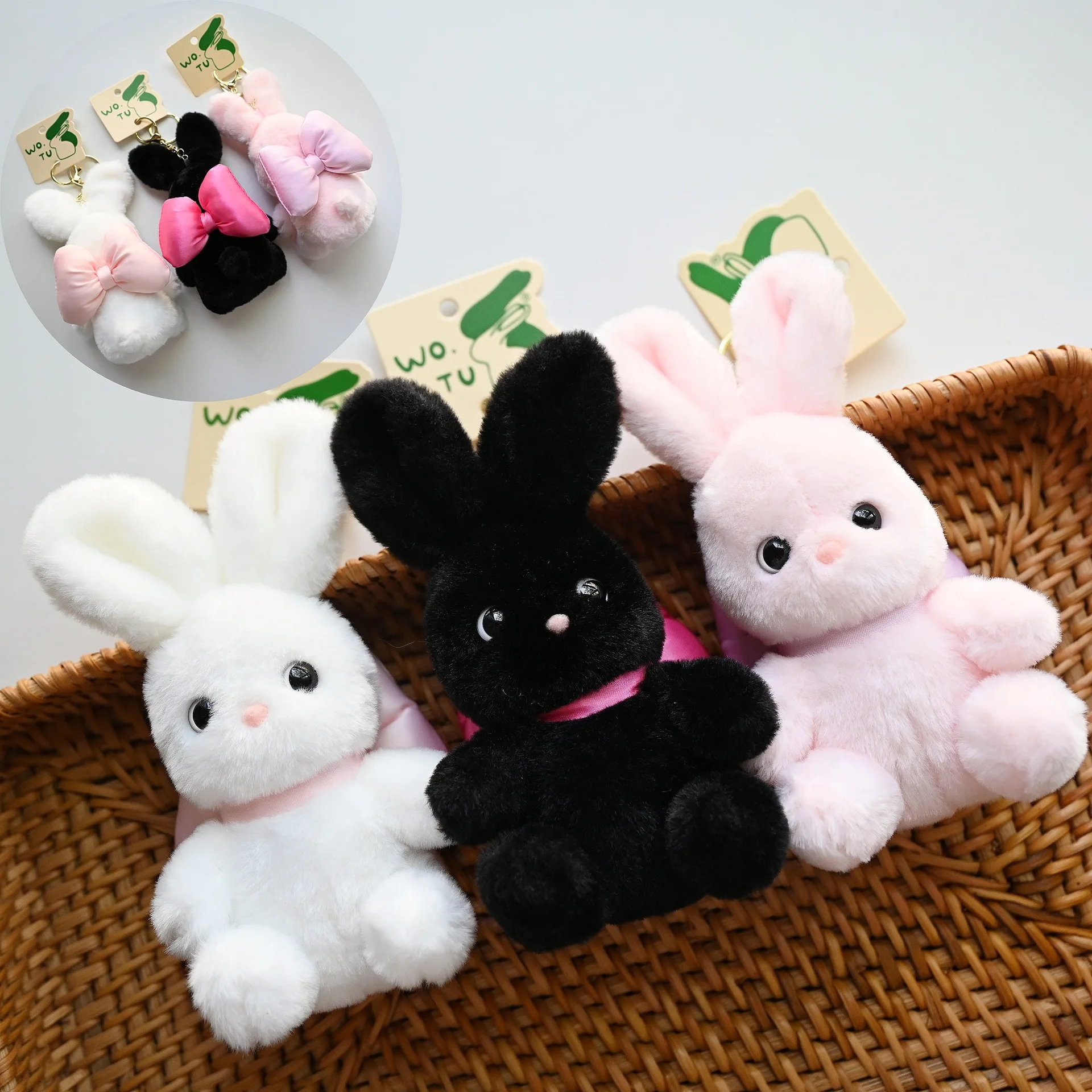 【Satin Bow】INS High-Face-Value Butterfly Rabbit Long-Eared Rabbit Plush Keychain Pendant