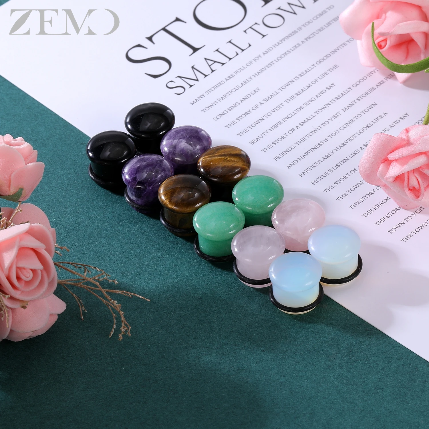 ZEMO 2pcs/lot Natural Stone Ear Plugs And Tunnel Unisex Punk Large Gauges Single Flare Flesh Strecher Expander Piercings 4-18MM - Image 5