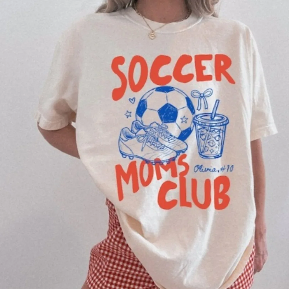 Personalized Soccer Moms Club Shirt Custom Player Name Number Soccer Mama Tee Game Day Mom T-Shirt Gift