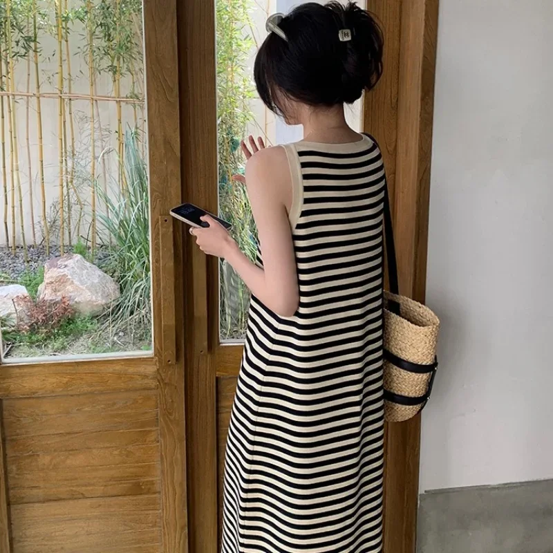 Vestidos básicos a rayas para mujer, Vintage, combina con todo, estilo coreano seductor, informal, tierno, estético, sencillo, encantador, acogedor para uso diario