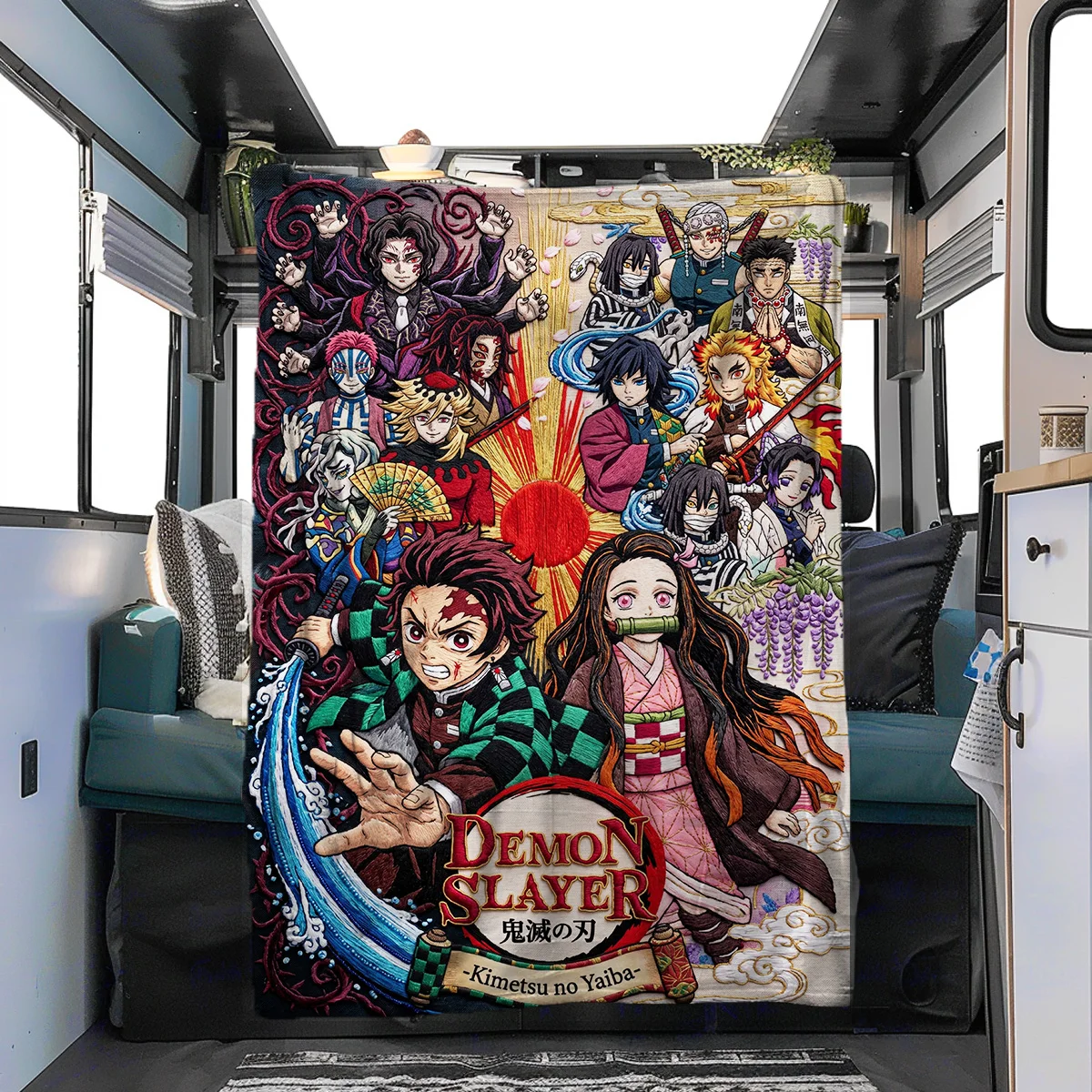 Demon Slayer  Cozy Warm Printed Flannel Blanket Ideal for Bedrooms Sofas Beds Chairs Picnics Travel Use YUN6514