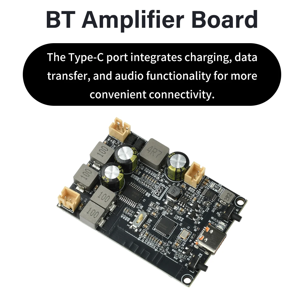 DC5V TWS Bluetooth Amplifier Module 2*10W Dual Channel Stereo Audio Board Type-C Bass Boost Sound for 4Ω Speaker DIY Audio Amp