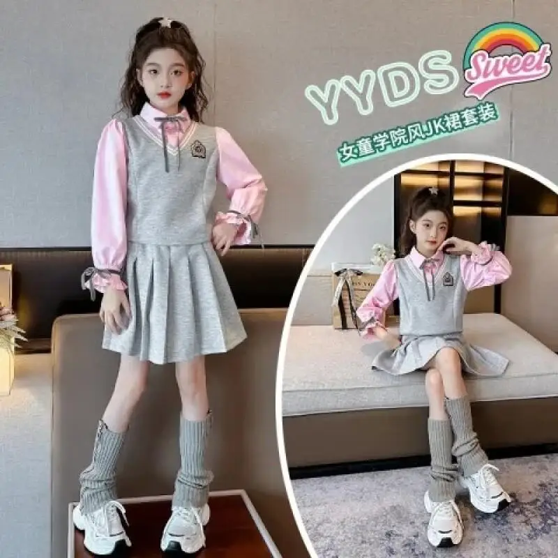 

Kawaii Girl Fashion Student Dress Cartoon Casual Round Neck Princess Dress Autumn and Winter 2025 New Style Children's Clothing