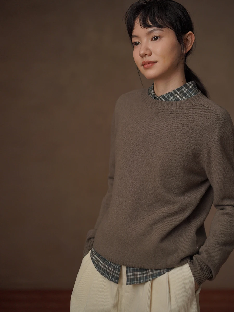 

Hacikis Soft 100% шерстяной бесшовный вязаный джемпер с круглым вырезом, приталенный, для повседневной носки, высокое качество, свободный крой, с длинным рукавом