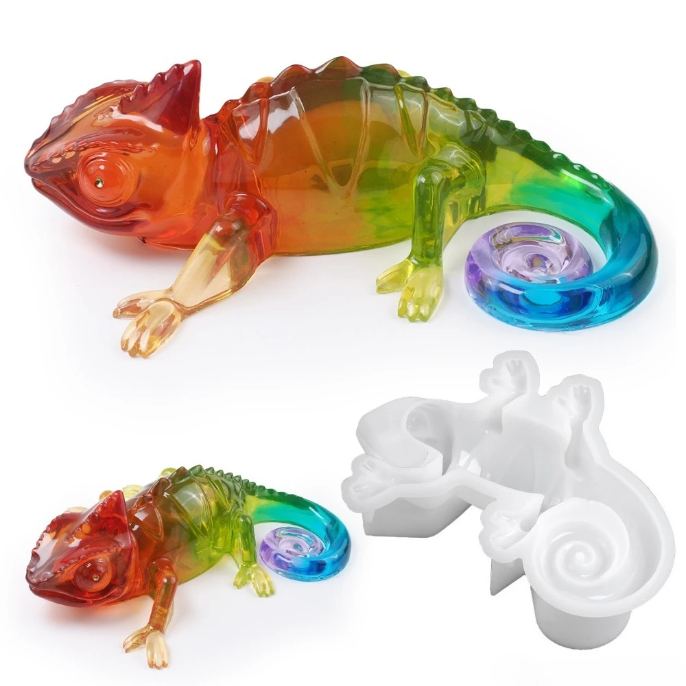 

Realistic 3D Chameleon Silicone Mold DIY Reptile Figurine Epoxy Resin Molds with Flexible Design Vibrant Home Decor