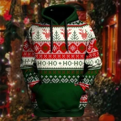 Winter Herren 3D-gedruckter Pullover Oversize Casual Herren Weihnachtsstil Hoodie Minimalistisches Design Locker sitzende Harajuku Hoodies