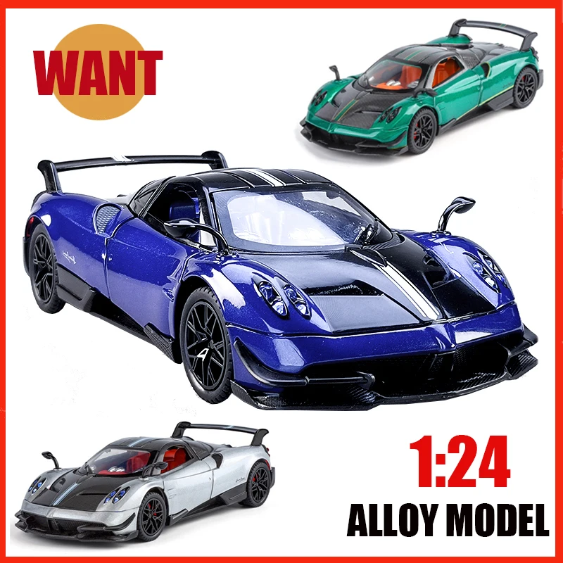 

1:24 Pageni Huayra BC Racing Sports Car High Precision Alloy Model Diecast Metal Simulation Sound Light Hobby Collect Christmas