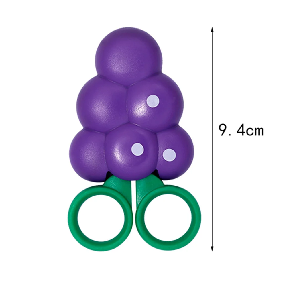 Kids Grape Shape Safety Scissors Stainless Steel Sharp Blade with Blunt Tip Fruit Design One-Touch Open Easy Grip for Small
