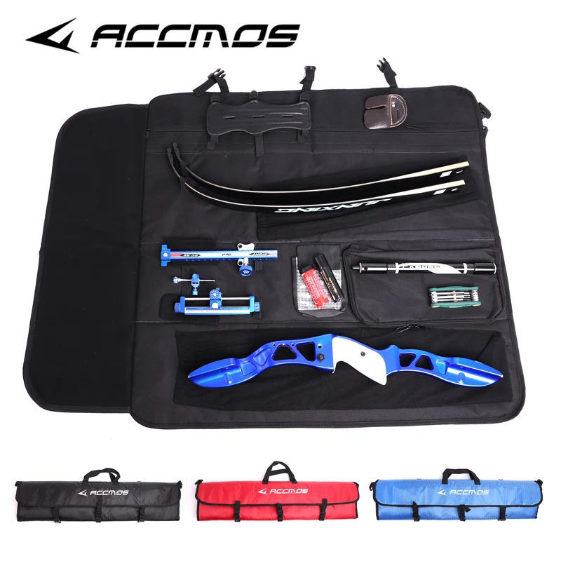 1pc Archery Takedown Recurve Bow Bag Easy Carrying Bow Case Archery Bow Bag Case Carrier Multi Pockets Storage Bag