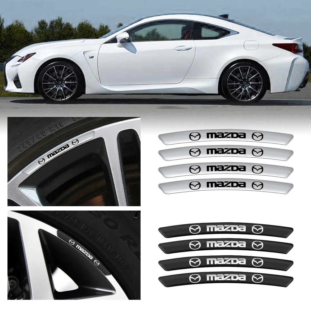 4 pçs de alumínio emblema do carro emblema roda hub jantes adesivos decoração acessórios para mazda 3 4 5 6 axela atenza demio cx3 cx5 mp ms rx8