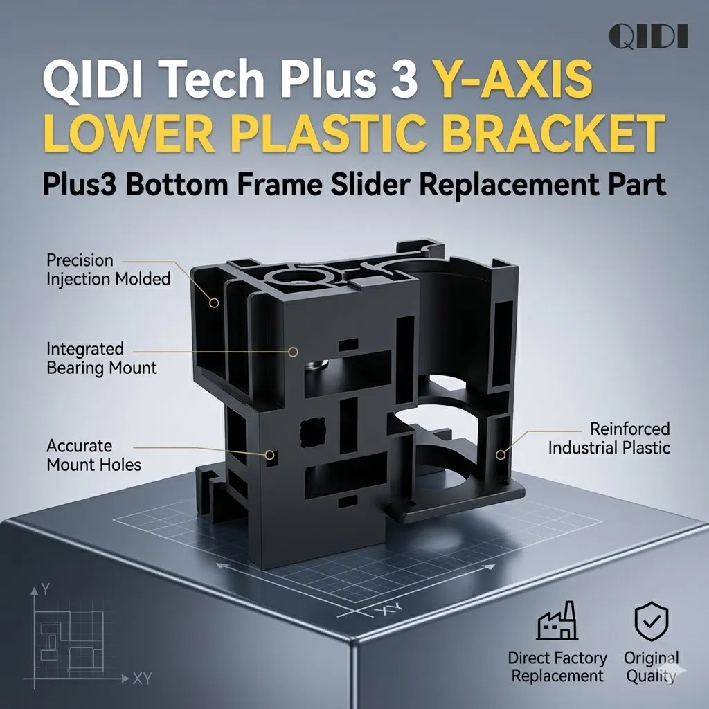 

QIDI Tech Plus 3 3D Printer Y-Axis Lower Plastic Bracket Mount Block Plus3 Bottom Frame Slider Replacement Parts