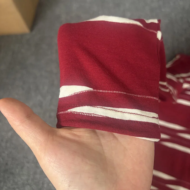 Katoenen T-shirts Vrouwen Lange Mouw Gestreept T-shirt Dameskleding Mode Slanke Tops T-shirt Femme