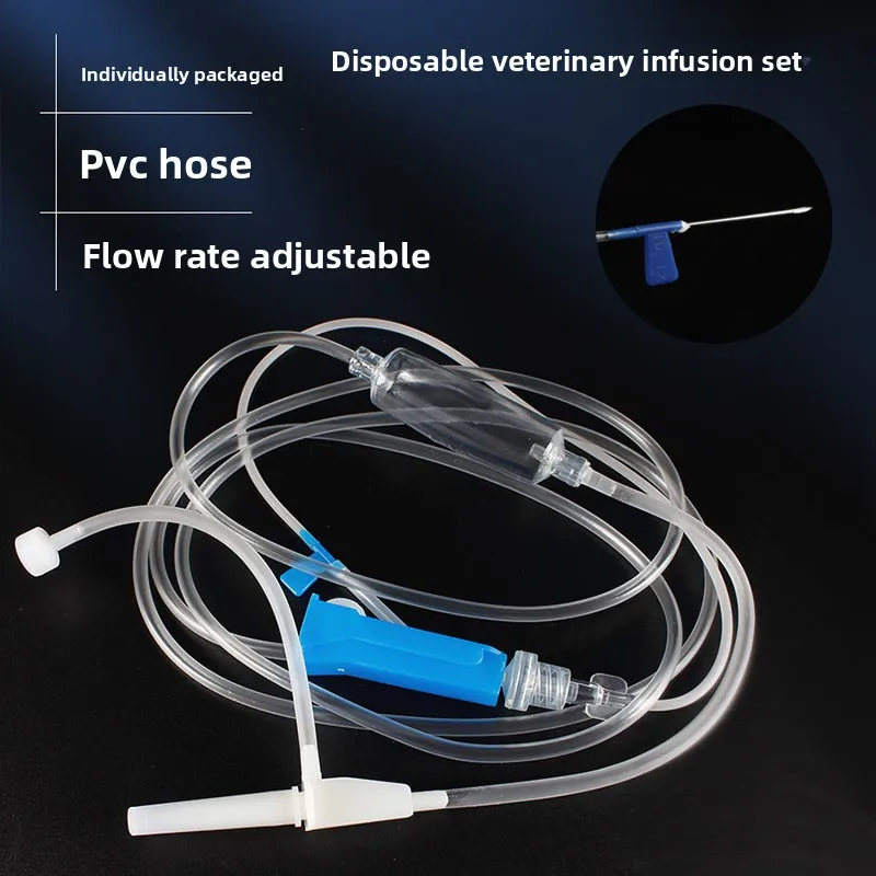 20PCS Disposable infusion set with needle for animal intravenous injections, adjustable industrial-grade infusion set