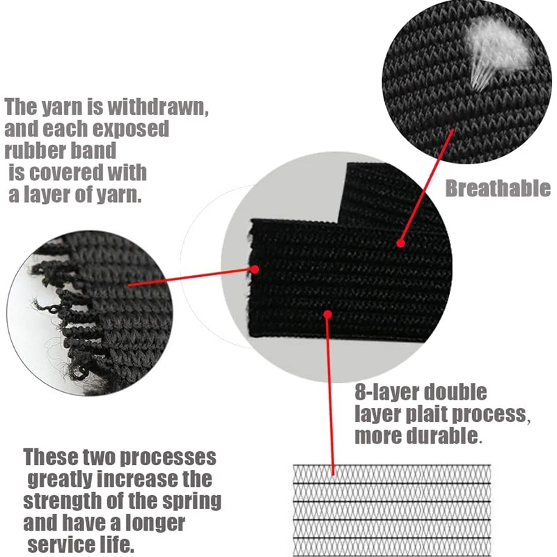 5 Meter Näh-Elastikband, schweres Stretch-Strick-Elastikband mit hoher Elastizität zum Nähen, elastischer Bund, Weiß, Schwarz, 10–60 mm