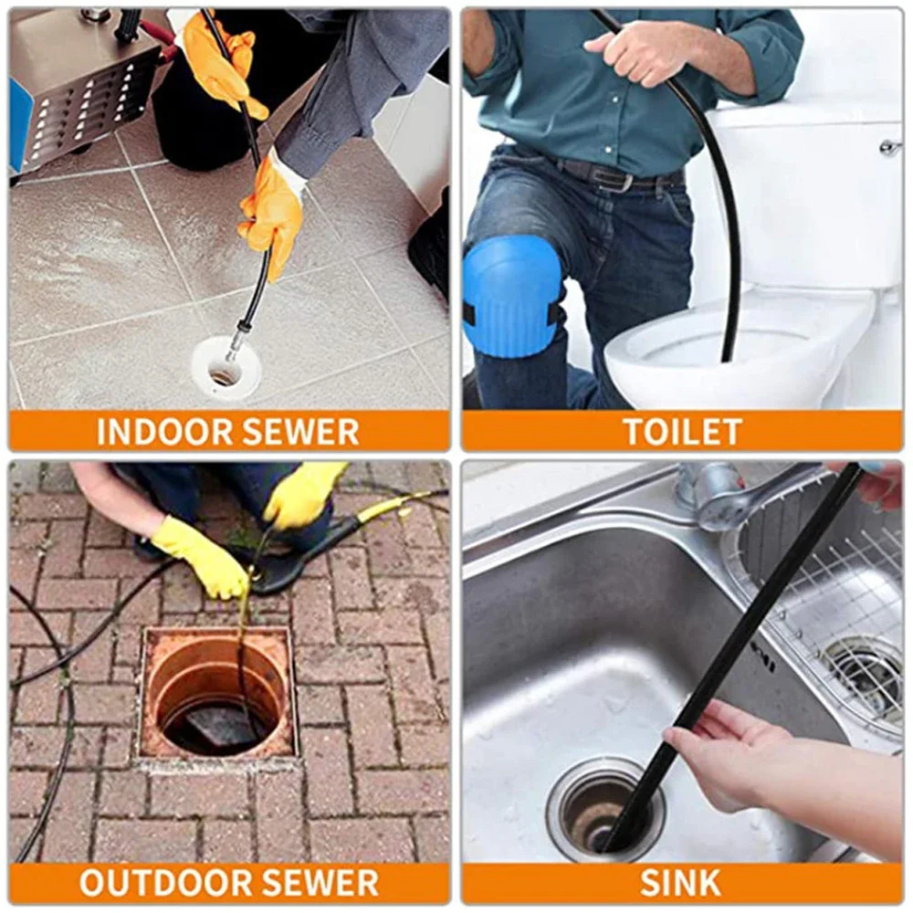 10~20m Car Washer Sewer Drain Water Cleaning Hose High Pressure Washer Sewage Jet Water Hose Water Pipeline Clogging Kit G1/4