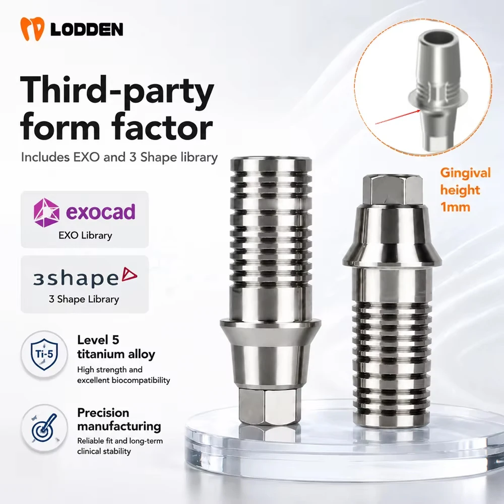 5PCS Dental Ti Base Hex for Osstem/Dentium/DIO/Megagen/NeoBiotech/Straumann/Nobel Biocar/Zimmer/Biomet3i with EXO 3Shape Library