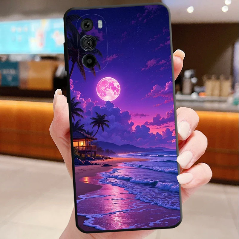 

Phone Case For Motorola Edge 50 40 Pro 60 50 40 30 Ultra Neo Fusion Moto G Play G Stylus G Power G Moonlight Beach Scenery
