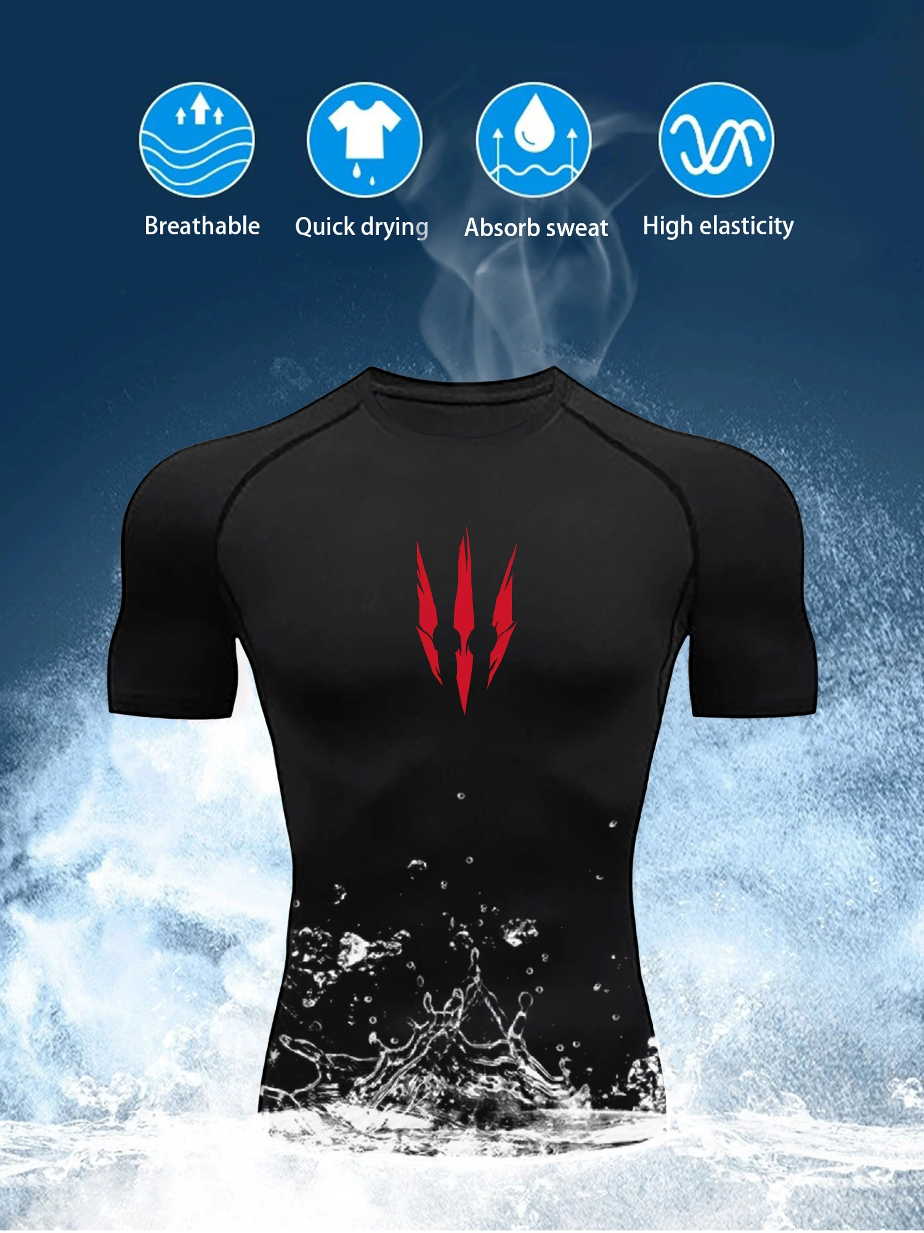 

Мужская летняя быстросохнущая плотная спортивная футболка. Толстовка с короткими рукавами и простым принтом.