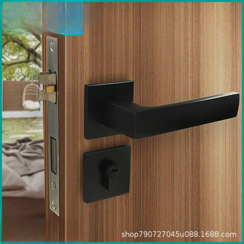 

58 Silent Magnetic Split Lock, Bedroom Interior Lock, with Hinge, Floor Suction 35-50mm Modern Aluminum Alloy Handle Door Lock
