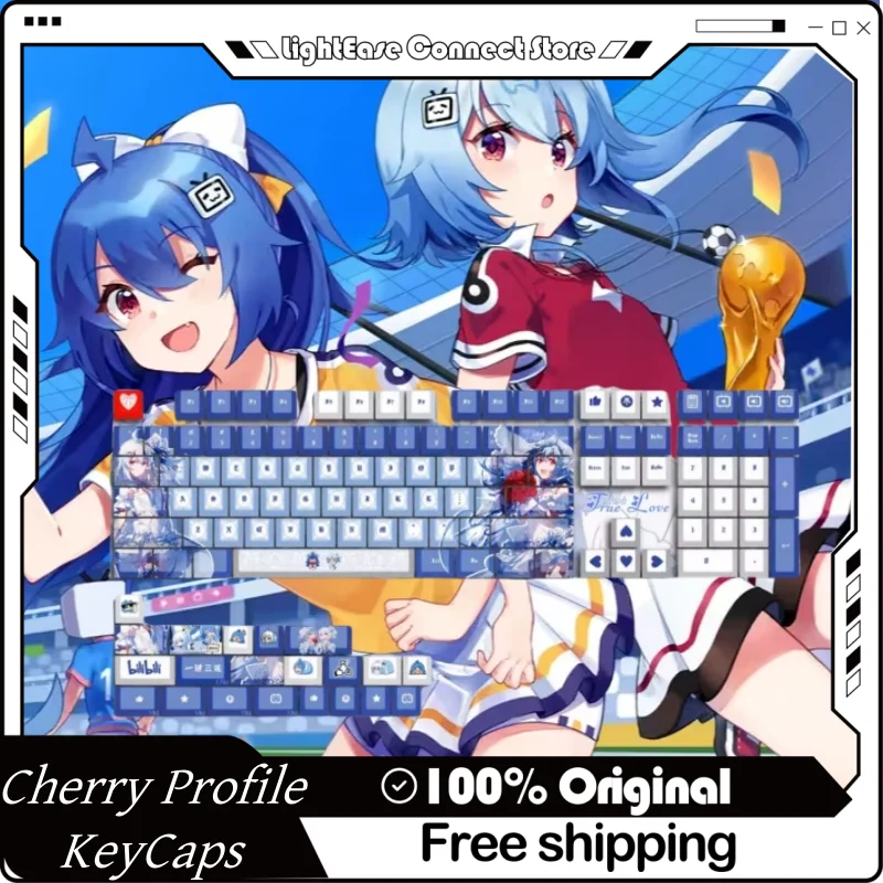 Bilibili Flower Wedding Theme Keycaps 120 Key Pbt  Thermal Sublimation Mechanical Keyboard Cartoon Anime Cute Game Keycaps