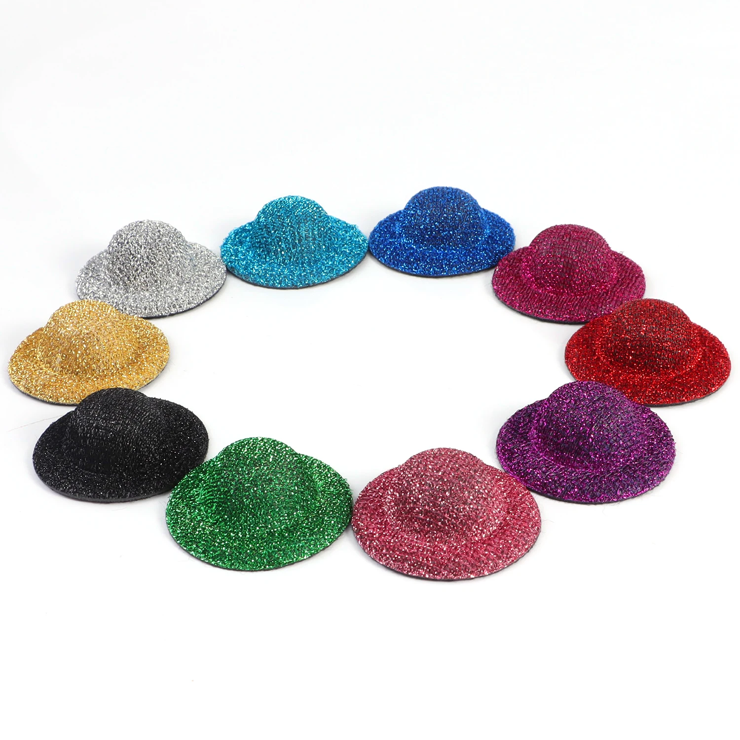 10PCS Felt Mini Hats Cute Doll Bear & Plush Toys Decorative Hats Accessory Girls Hair Ornaments Decorative Little Print Hats