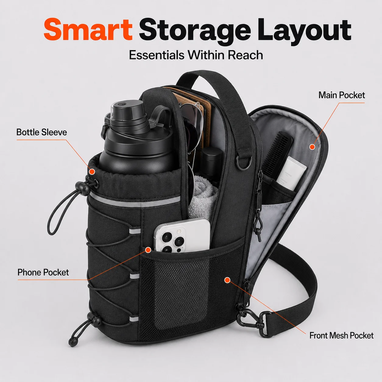 Magnetic Gym Bottle Bag Water Bottle Holder Fitness Accessory Hands Free Storage Bag For Gym Workout Running Travel Sports Gear - view 3