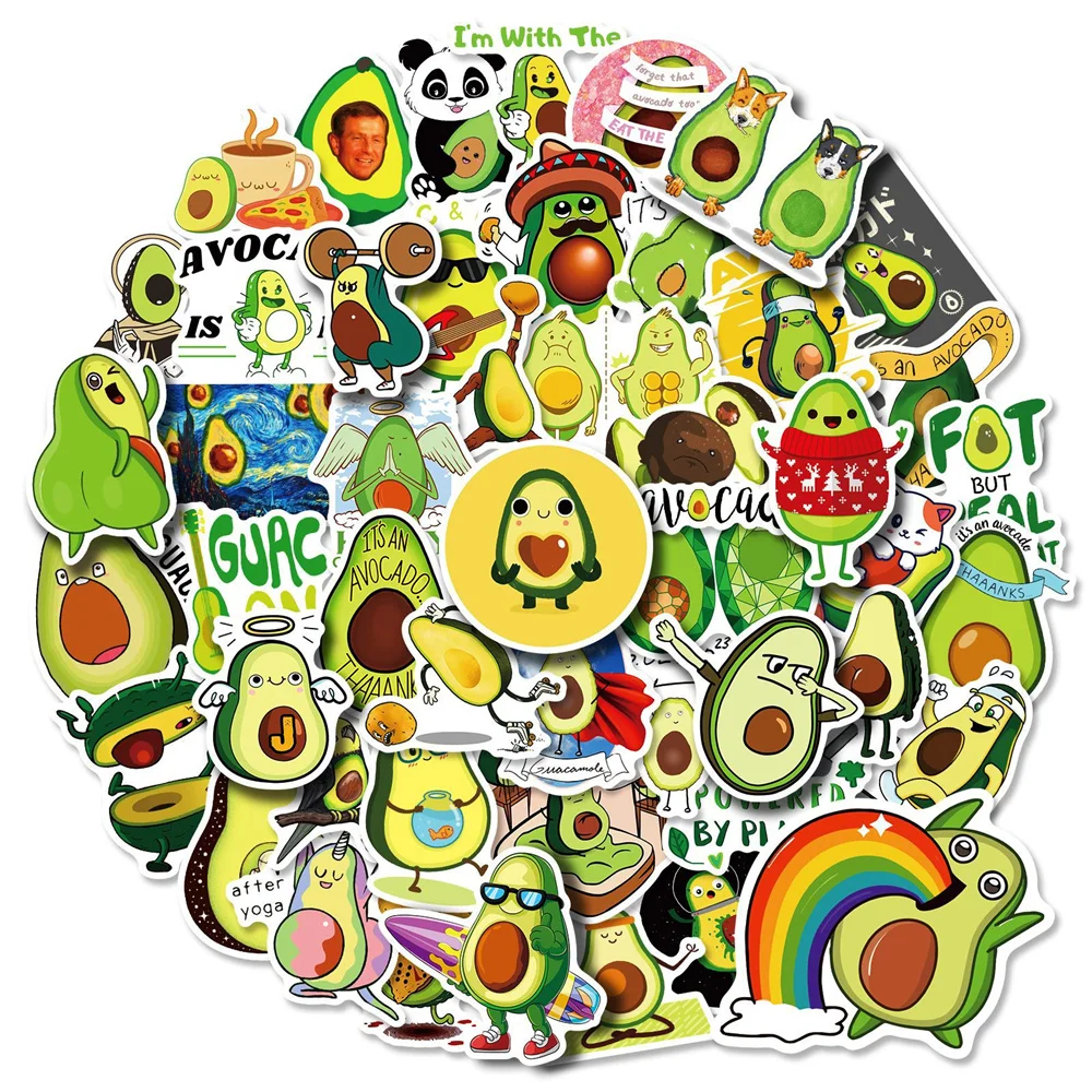 10/30/50PCS Avocado Series Stickers Girls Ins Style Cartoon Personality DIY Graffiti Waterproof Refrigerator Water Cup Wholesale