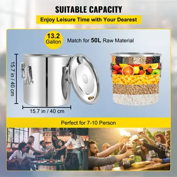 SucceBuy 50L alkoholová palírna na vodu, lahev na moonshine, nerezová ocel, pivovarský stroj na whisky, víno, dávkovač piva 10 nejlepší prodej stroj na výrobu alkoholu - №4