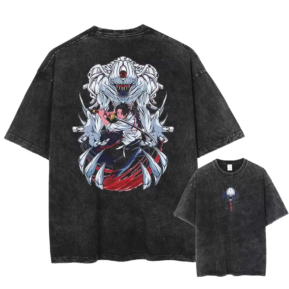 

Washed Oversized Cotton T-shirt Jujutsu Kaisen Manga T-shirt Zenin Maki Graphic Print T-shirt Women's Clothes Short-sleeved