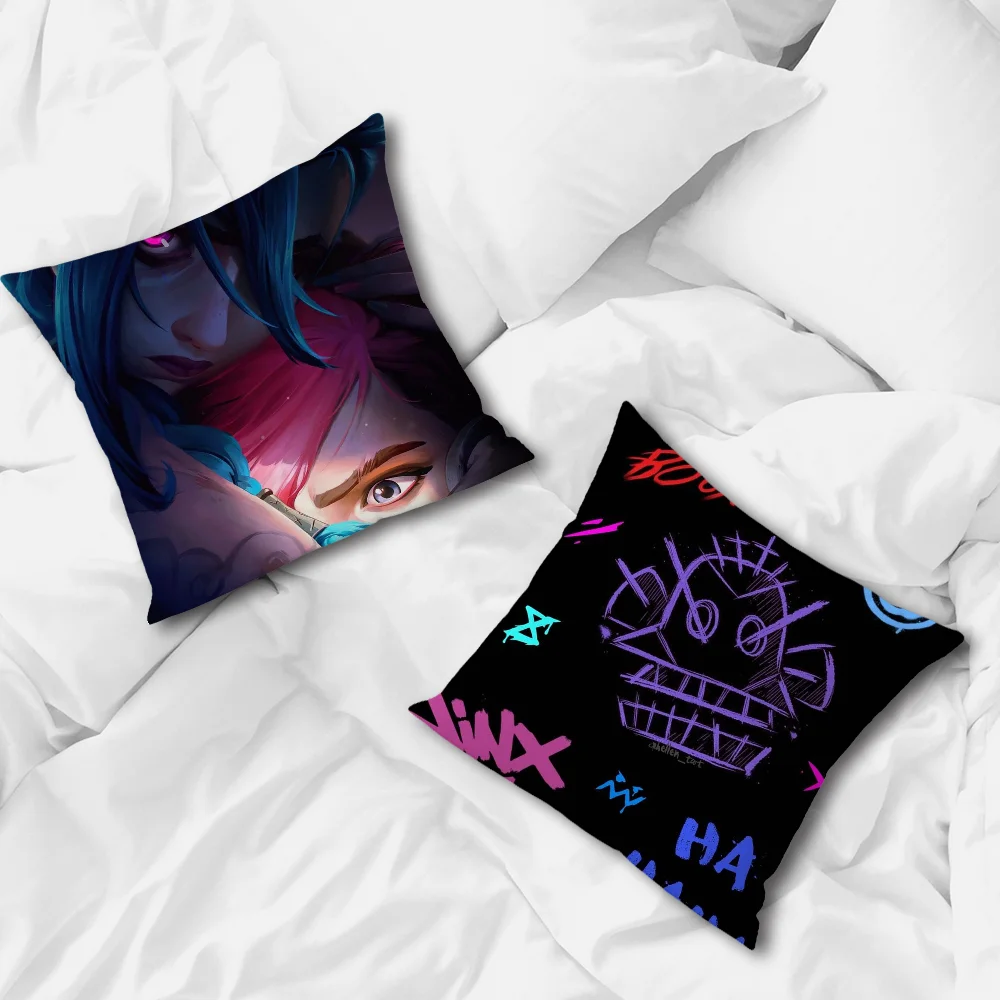 Game L-LOLS Anime Pillow Case For Sofa Bedroom Living Room Office Bedside J-JINX Table Backrest Cushion Printing Square