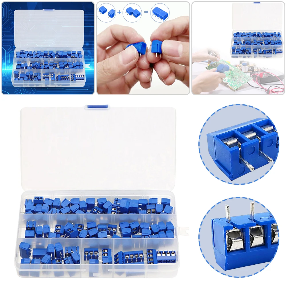 100Pcs KF301-2P KF301-3P KF301-4P PCB Screw Terminal Block 2 Pin 3 Pin 4Pin Wire Connector 5mm Pitch for Breadboard PCB Board