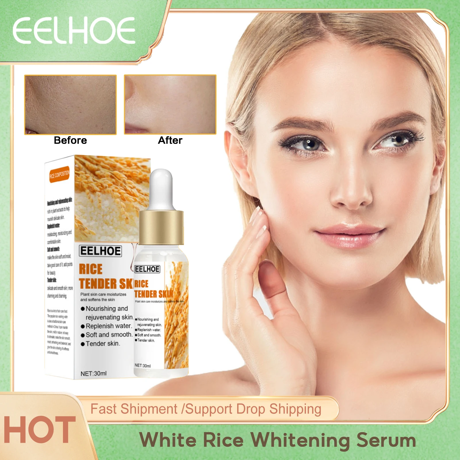 Weißes Reis White ning Serum tief feuchtigkeit spendend Anti-Aging-Öl Kontrolle Poren schrumpfen pflegend aufhellen Reparatur Essenz Hautpflege