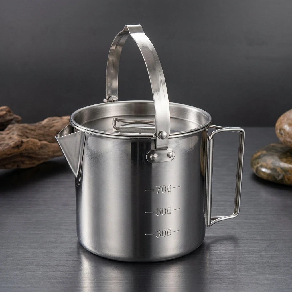 Camping Kettle Lightweight Outdoor Water Pitcher Fast Boiling Cookware for Hikers Backpacking Picnic Emergency Preparedness